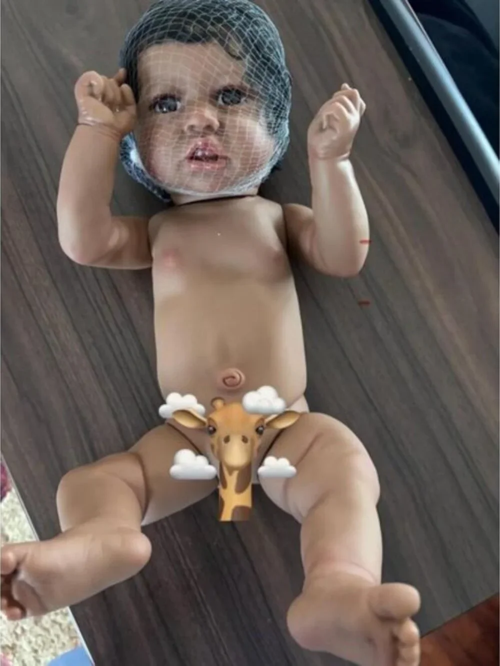 22 Inch Realistic Black Reborn Baby Girl Doll Open Brown Eyes Curly Hair